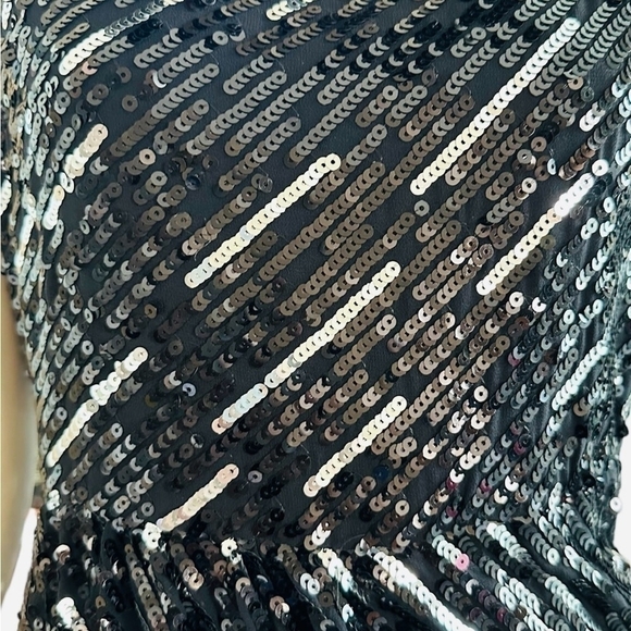 Alice Olivia Silk Sequin Sheath Dress Black Keyhole Back Womens S Excellent - Picture 7 of 16